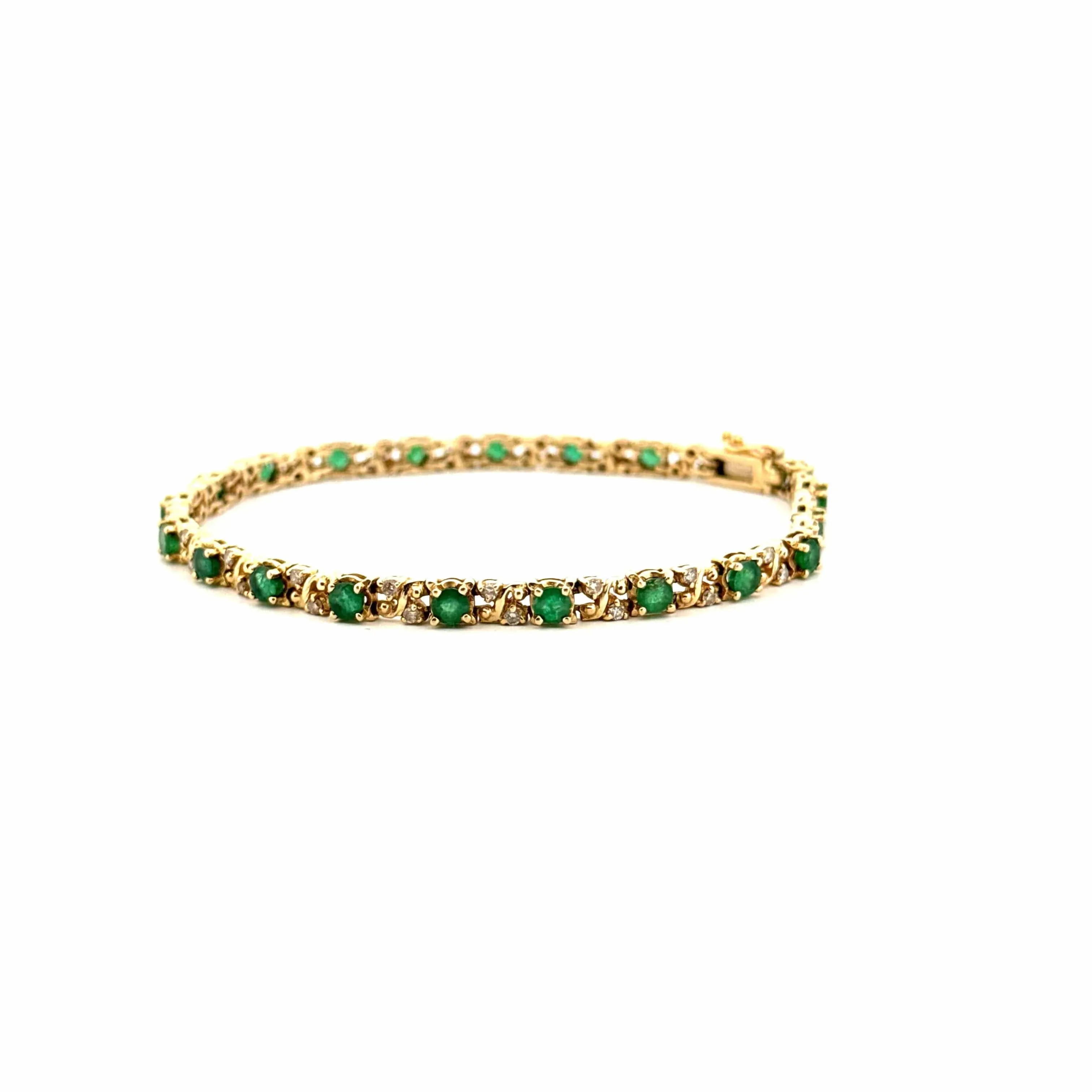 Bracelet Rivière Or Jaune 14k Émeraudes & Diamants sold by 58 Facettes product image thumbnail 5