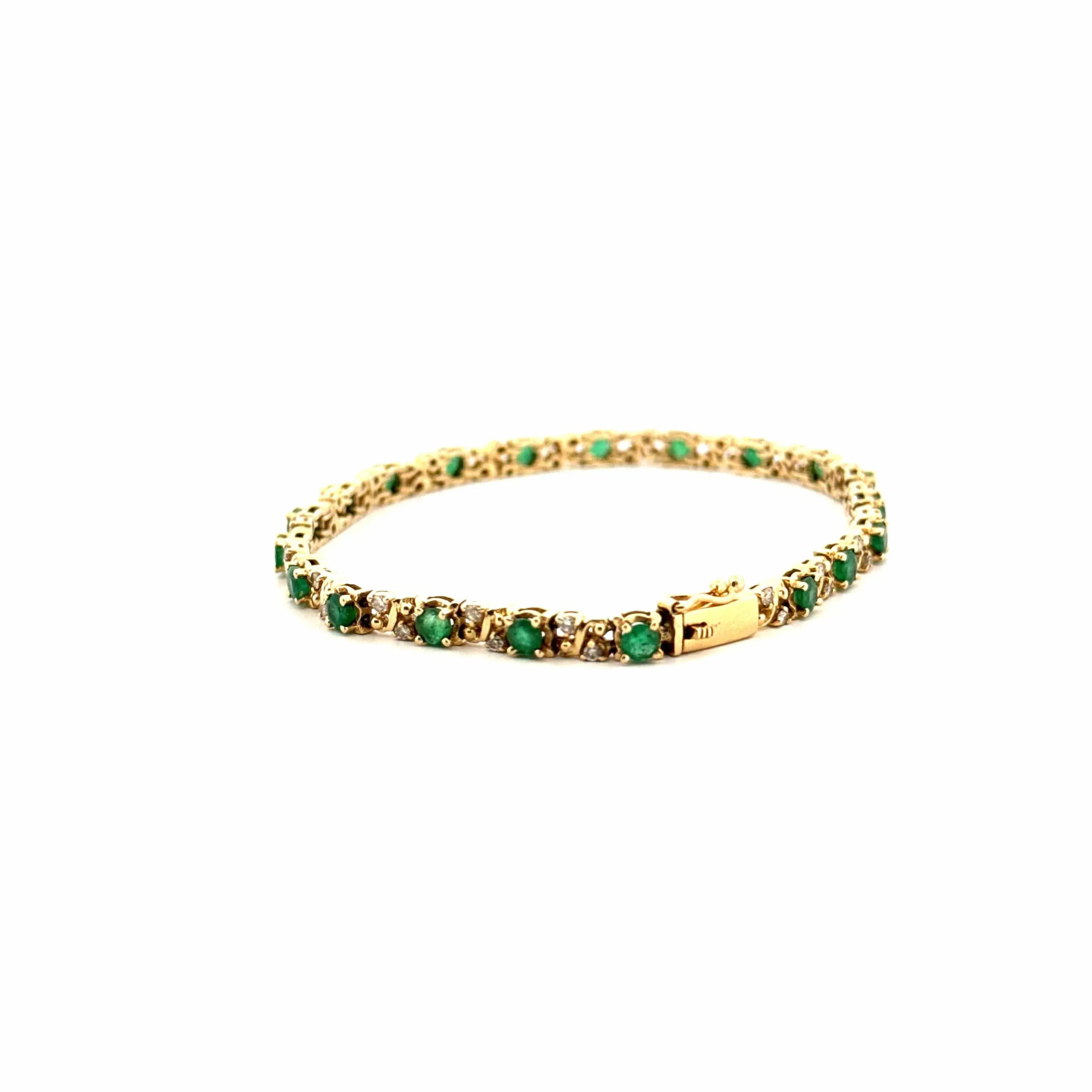 Bracelet Rivière Or Jaune 14k Émeraudes & Diamants sold by 58 Facettes product image thumbnail 3