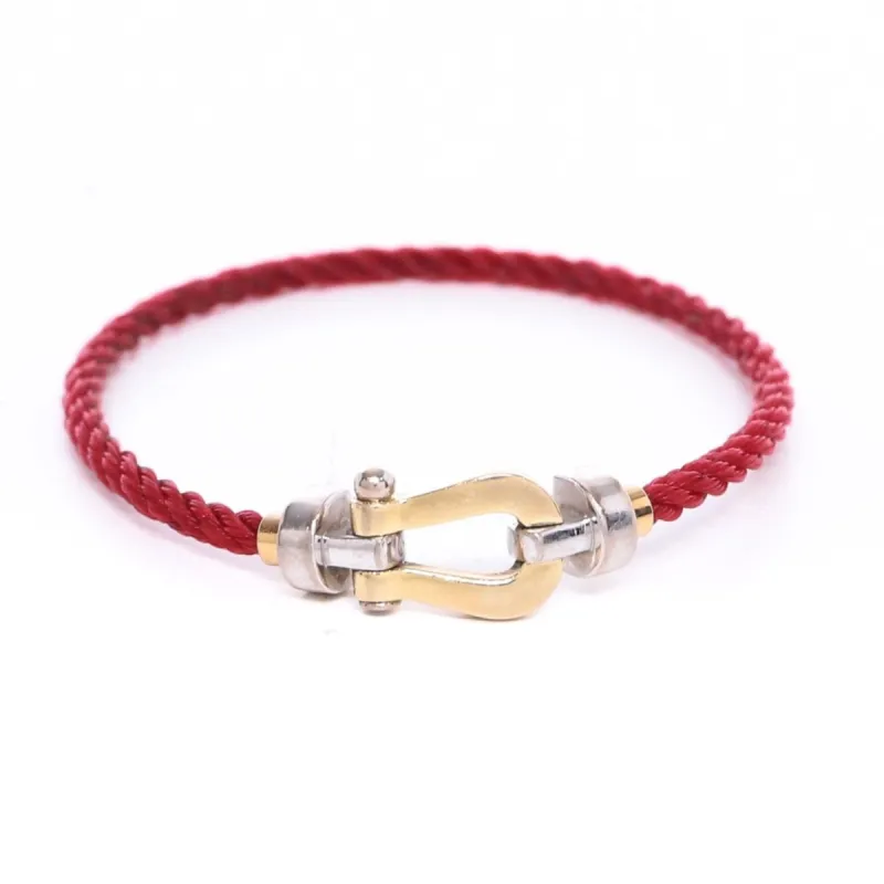 FRED - Bracelet Force 10 MM cordon bordeaux, or jaune et or blanc sold by 58 Facettes