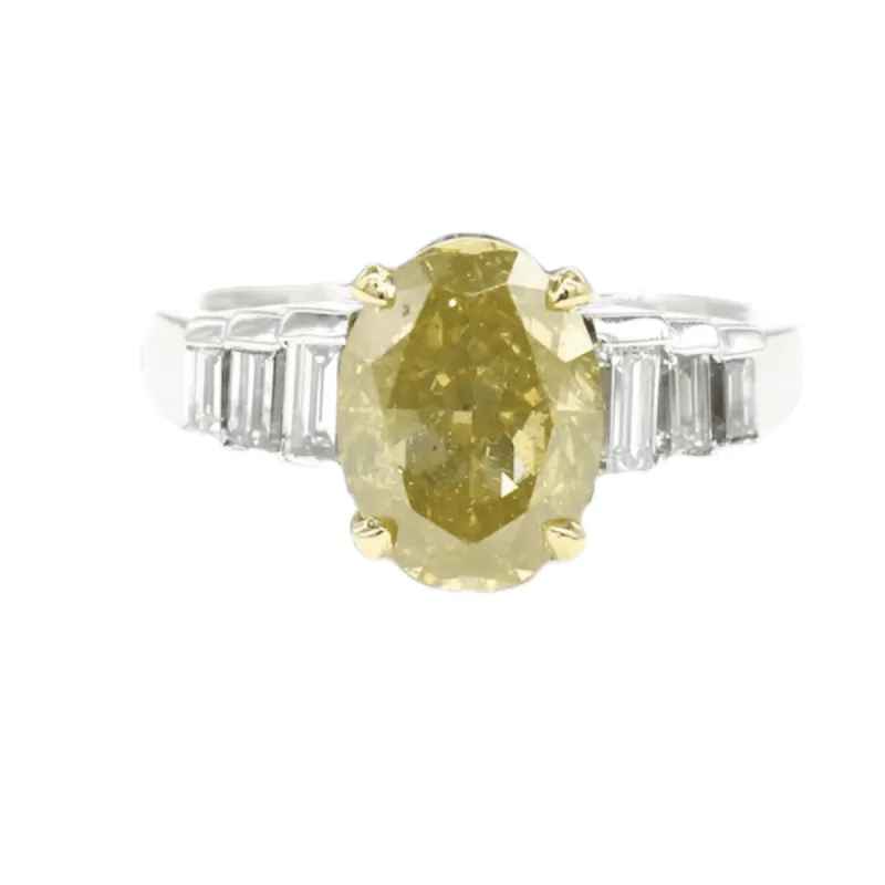 Bague or blanc diamant jaune 3.50cts sold by 58 Facettes