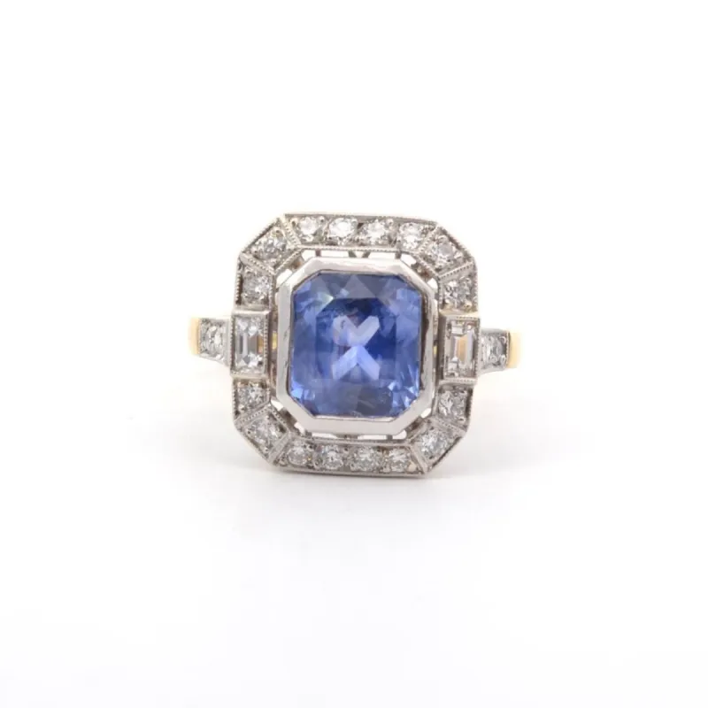Bague Art Déco saphir 3,10cts et diamants sold by 58 Facettes