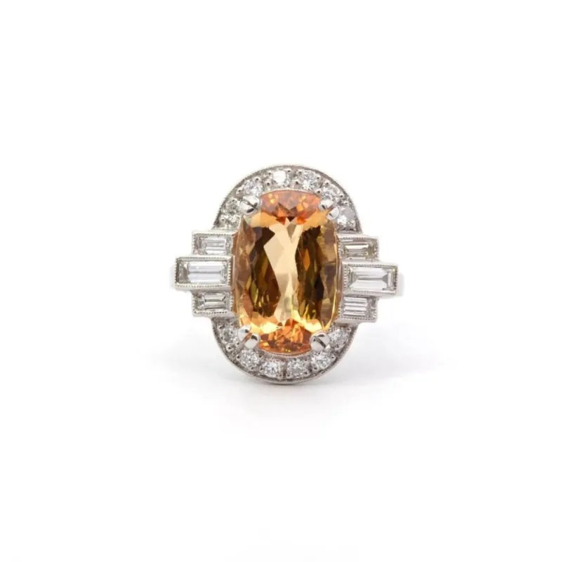 Bague platine, topaze et diamants sold by 58 Facettes