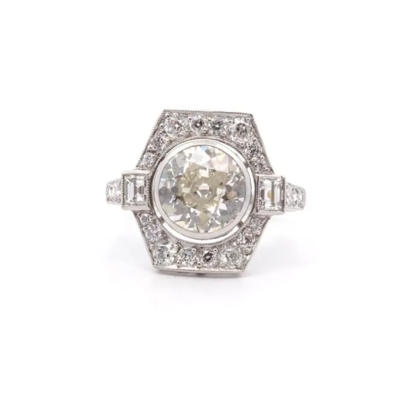 Bague Art Déco diamant de 1,86cts K/P1 en platine sold by 58 Facettes