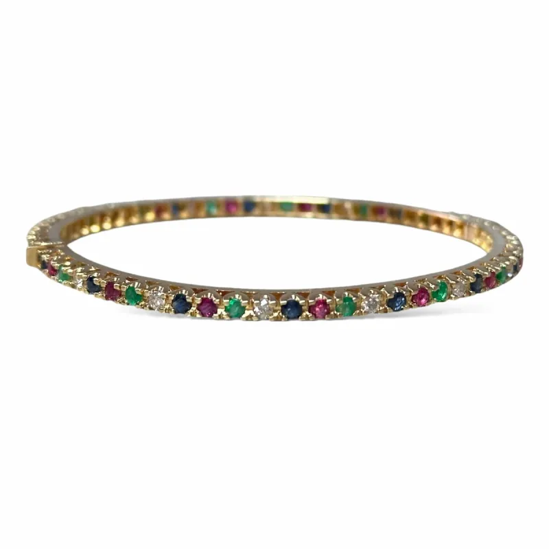 Bracelet jonc rivière or pierres précieuses sold by 58 Facettes