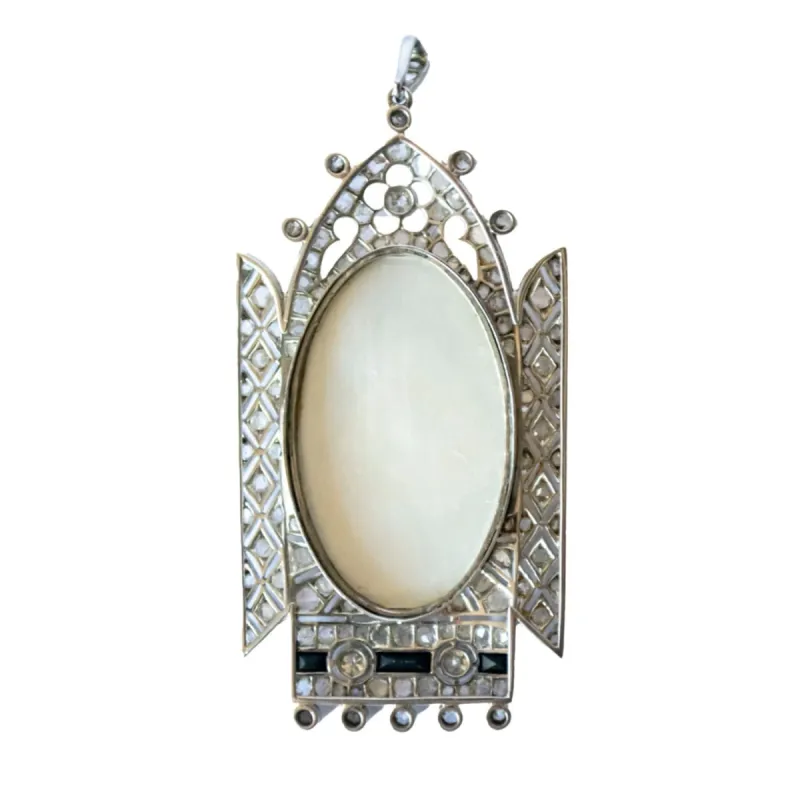 pendentif/charm en platine avec diamants et saphir sold by 58 Facettes