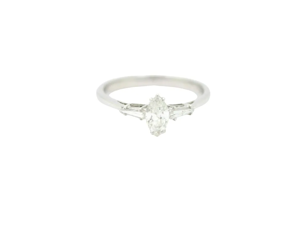 Bague trilogie diamants marquise et baguette sold by 58 Facettes