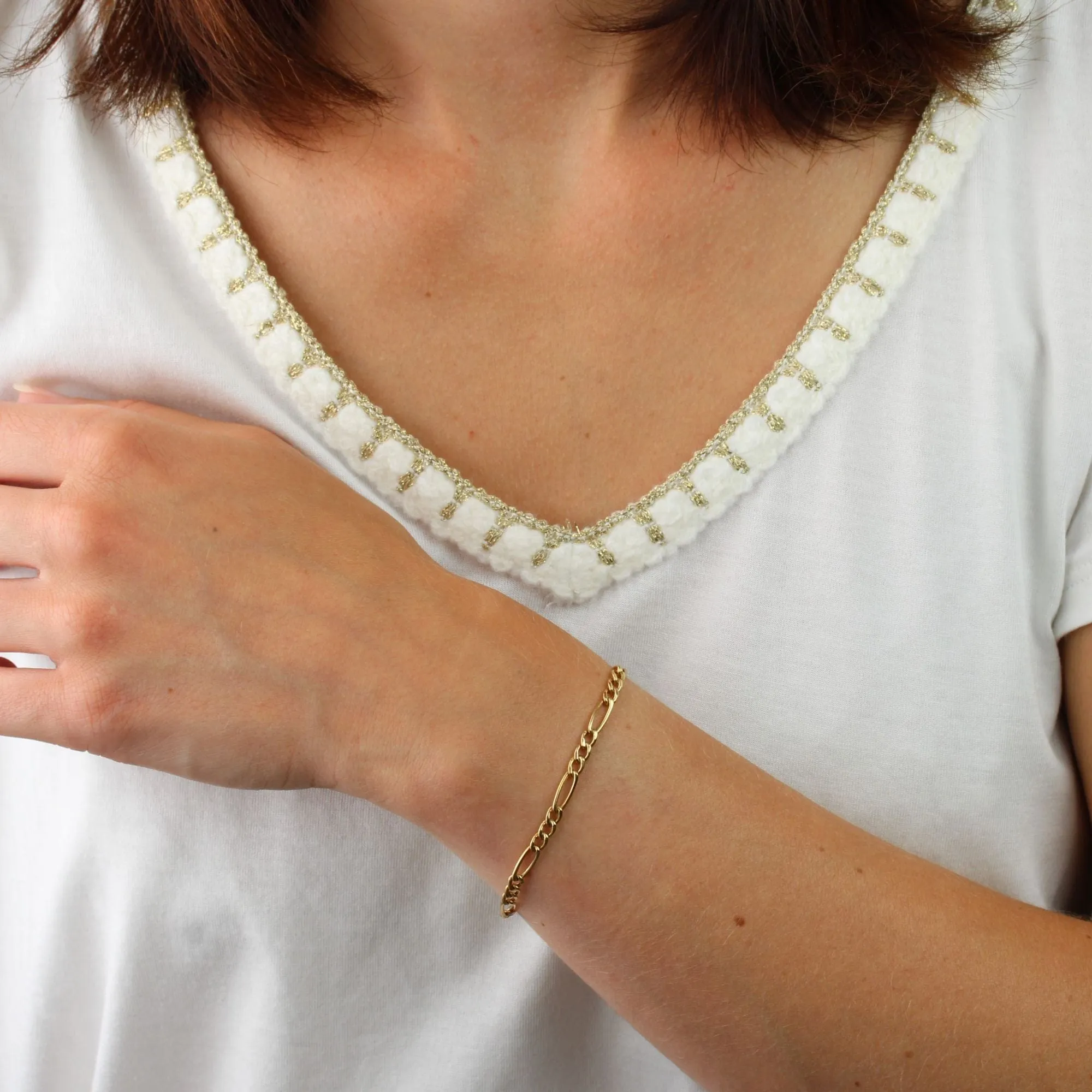 Bracelet or jaune gourmette alternée sold by 58 Facettes product image thumbnail 2