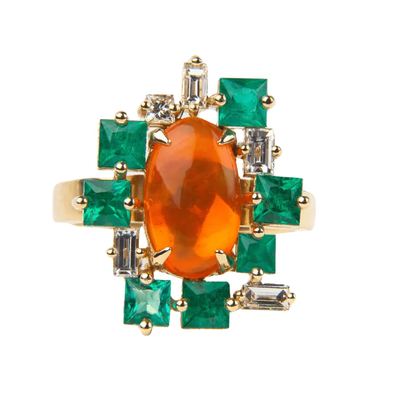 Bague or jaune opale de feu sold by 58 Facettes