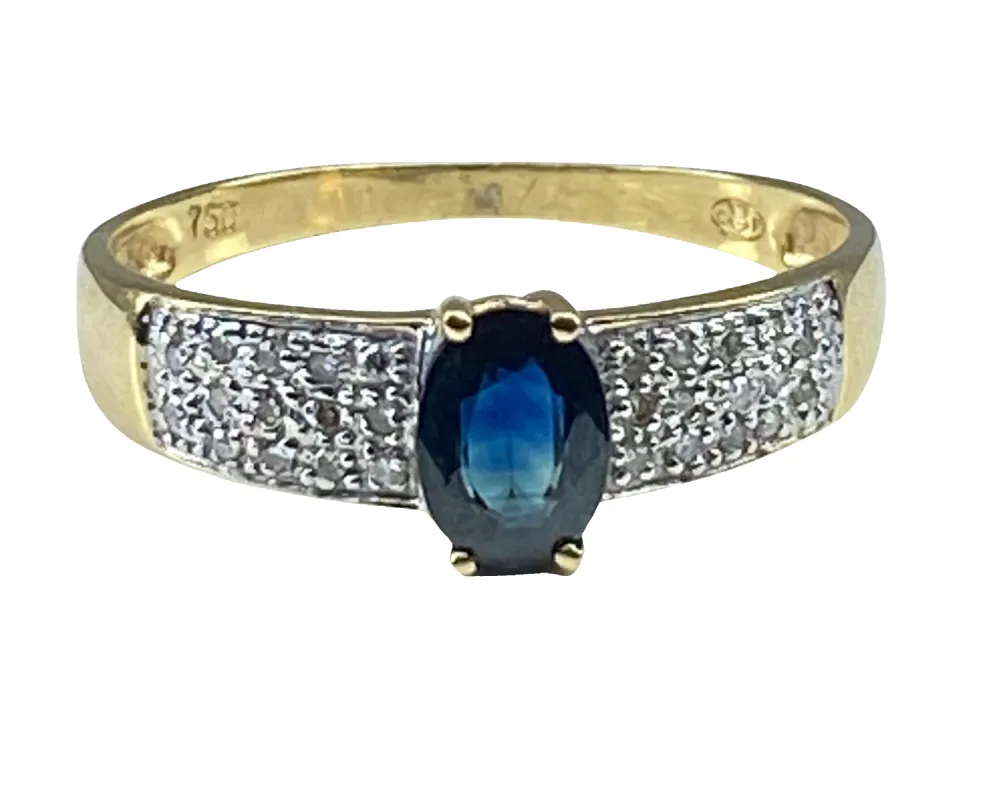Bague jonc bandeau or jaune saphir 28 diamants sold by 58 Facettes