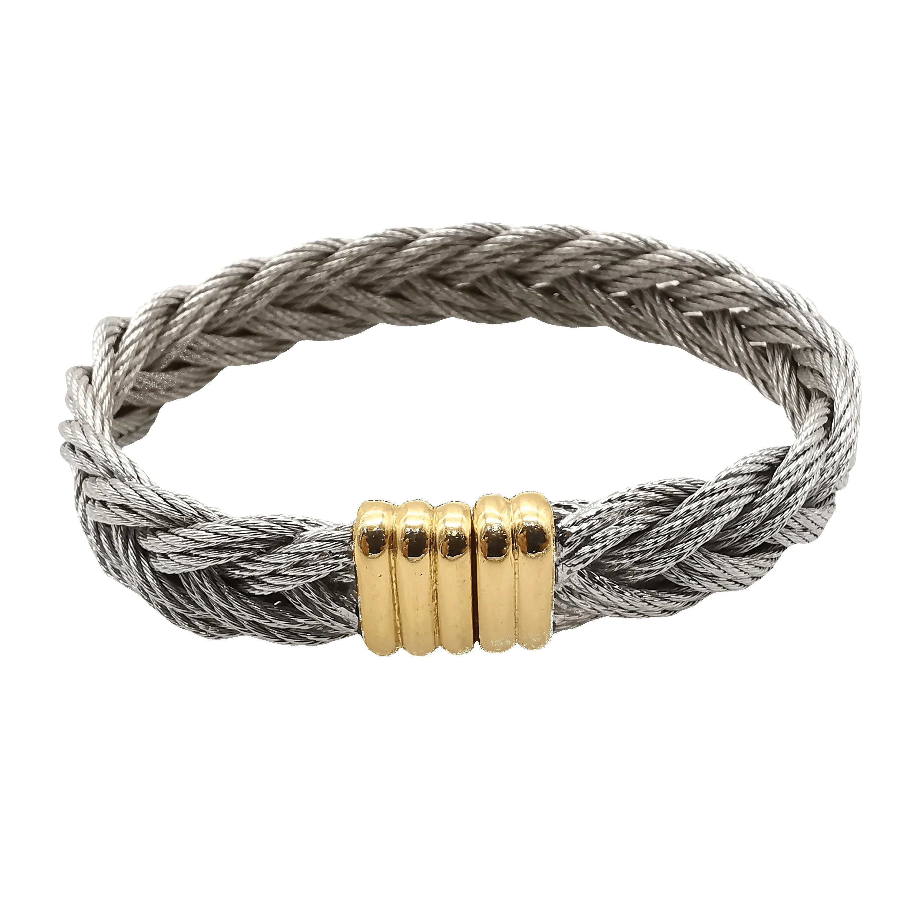 FRED - vintage bracelet Force 10 câble acier et or jaune sold by 58 Facettes