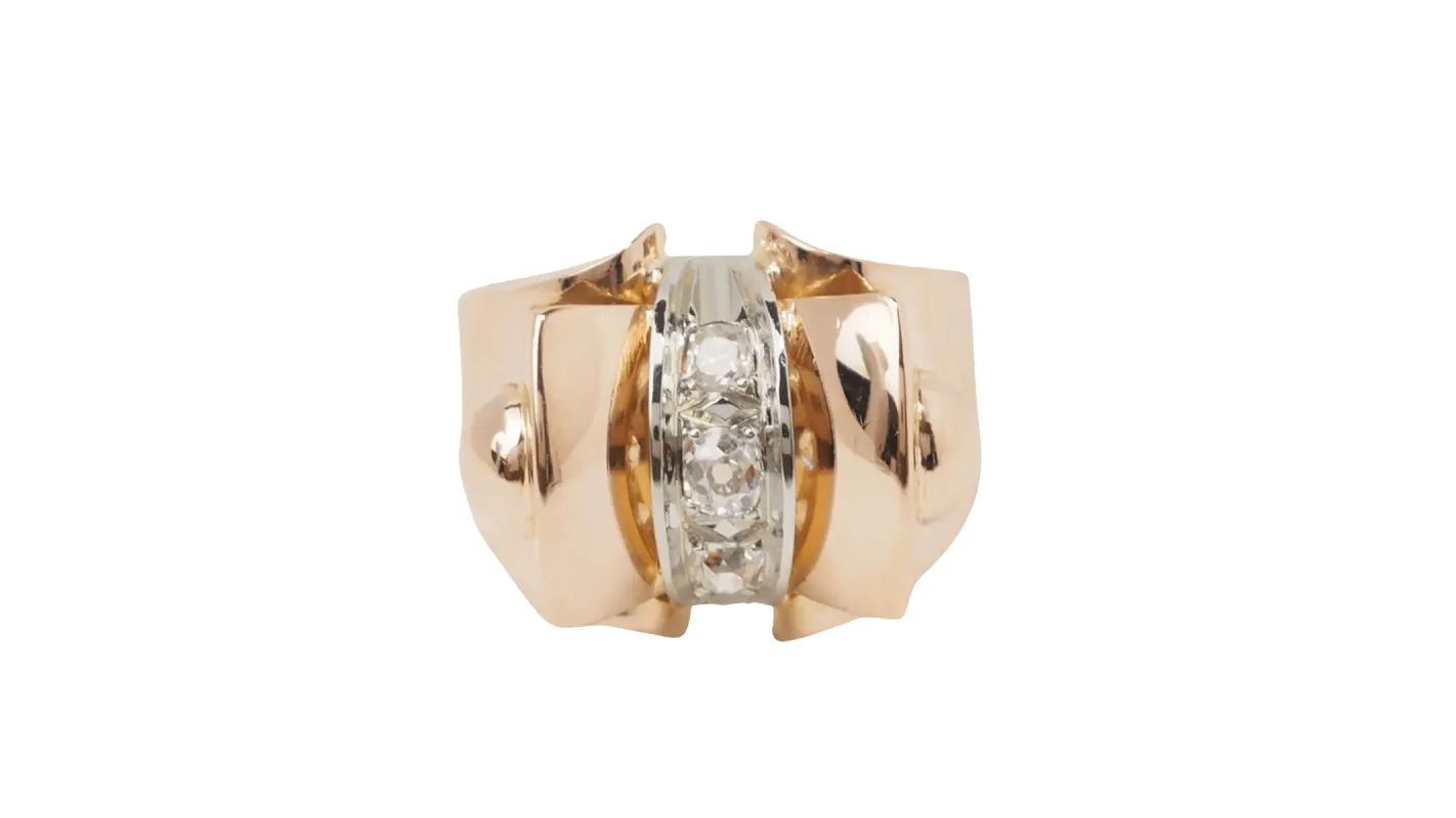 Bague Tank or rose diamants sold by 58 Facettes