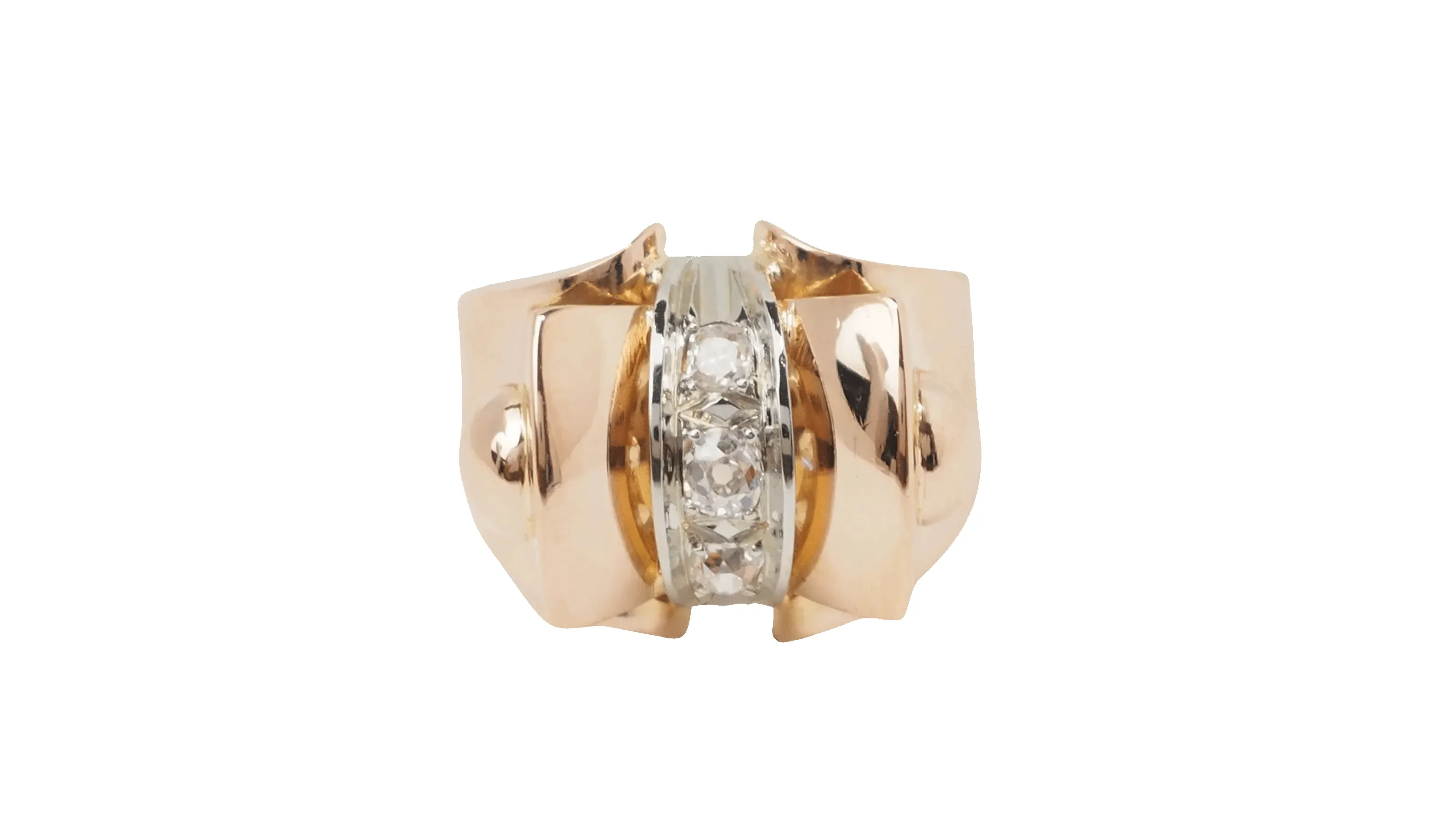 Bague Tank or rose diamants sold by 58 Facettes