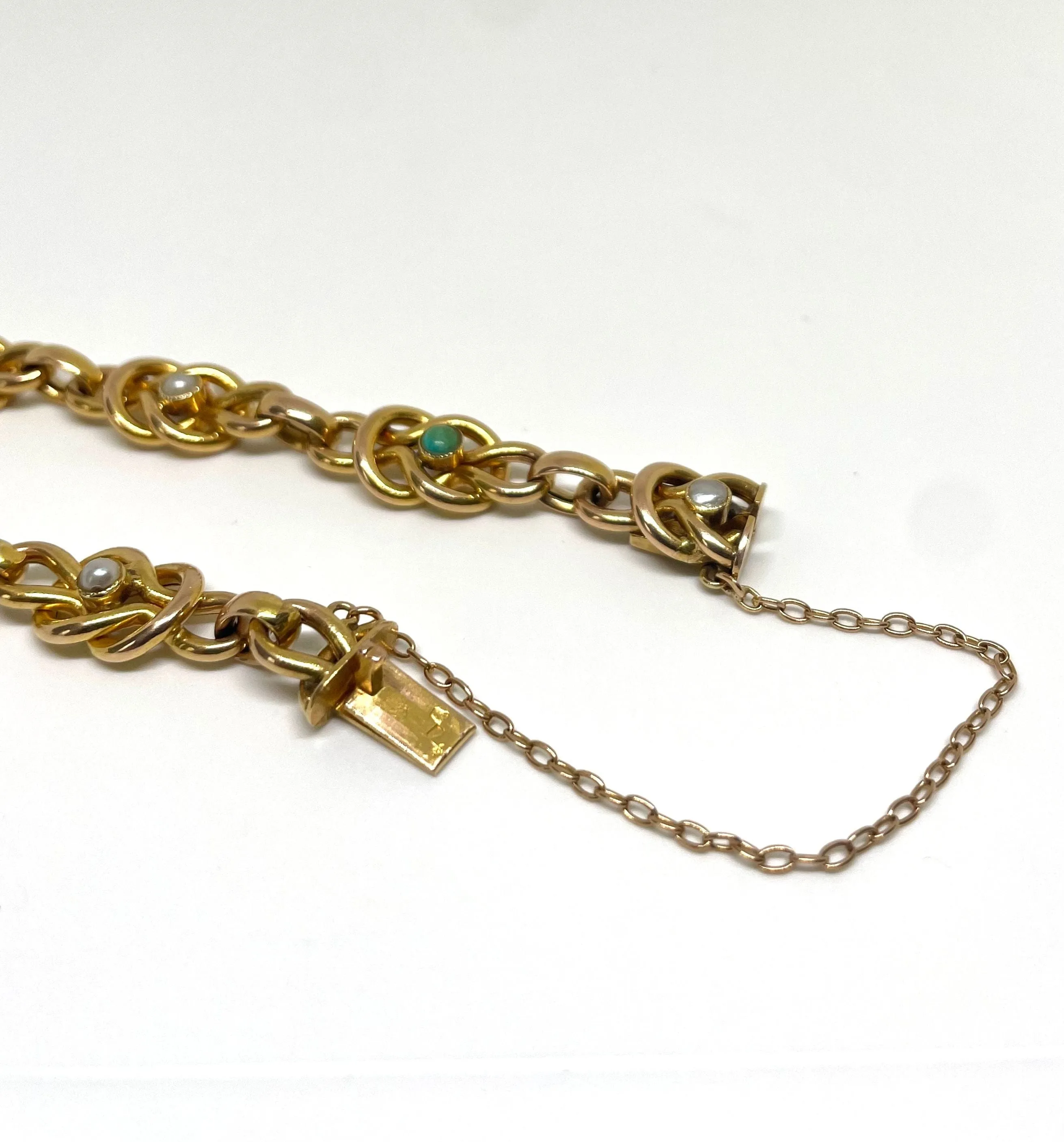 Bracelet vintage or jaune, turquoises, perles fines sold by 58 Facettes product image thumbnail 4