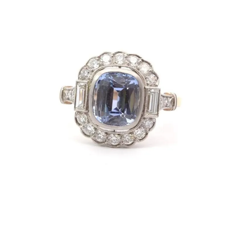 Bague de fiançailles vintage saphir diamants sold by 58 Facettes
