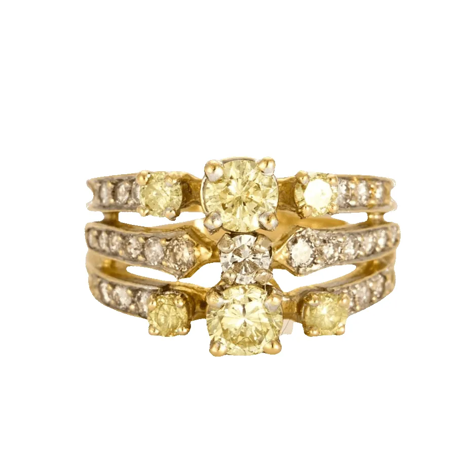 Bague bandeau à trois corps, 2 tons d'or et diamants sold by 58 Facettes