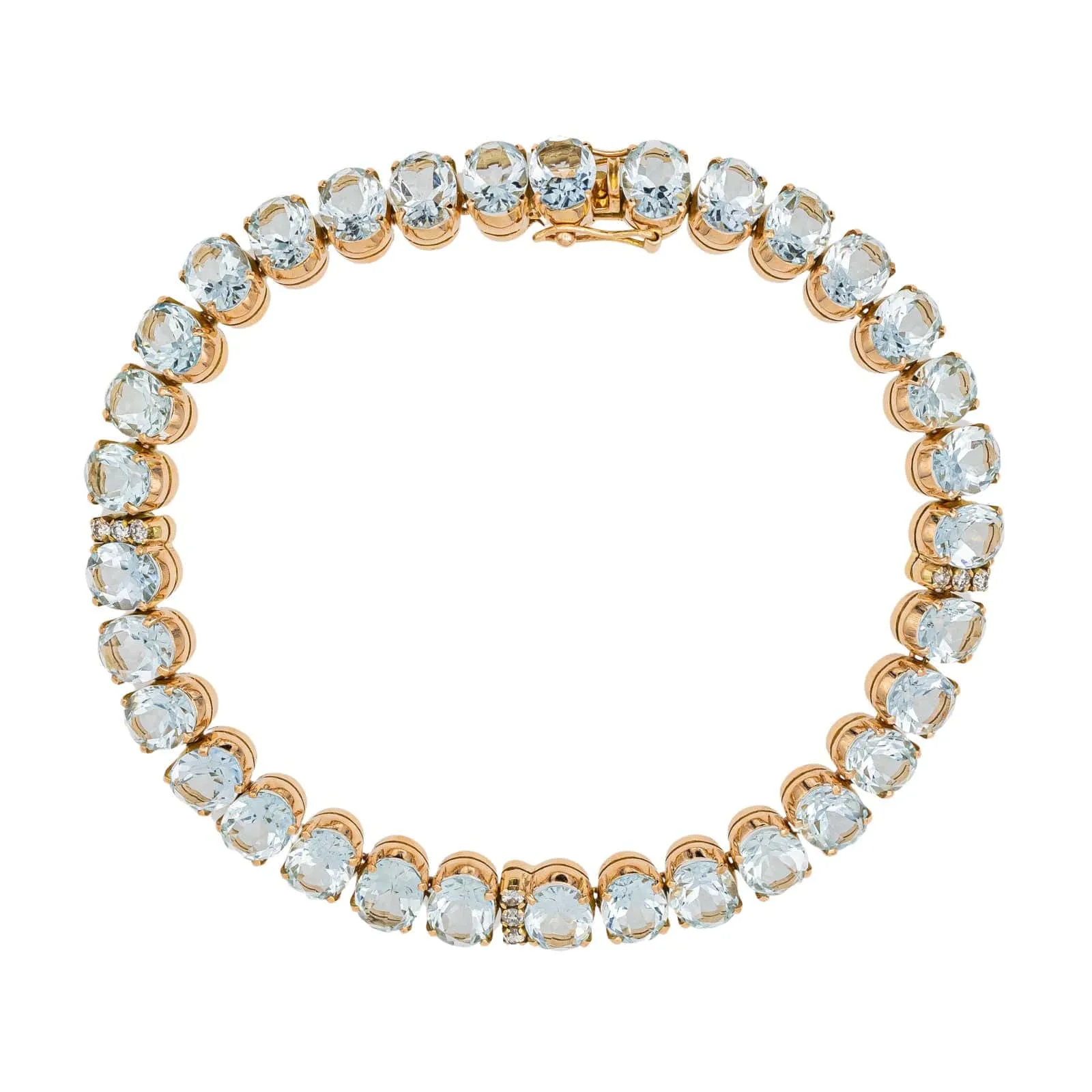 Bracelet en or rose 18 carats avec aigue-marines et diamants sold by 58 Facettes product image thumbnail 3