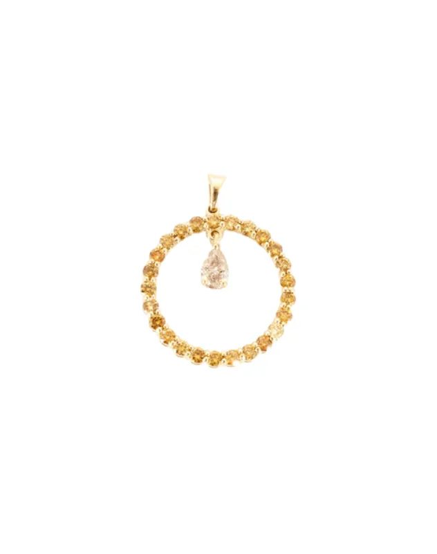 Pendentif cercle or jaune et diamants de couleurs sold by 58 Facettes