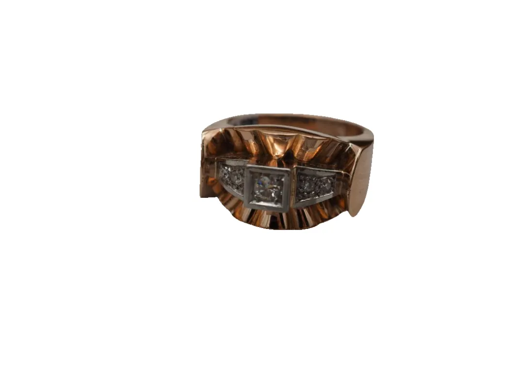 Bague tank or jaune et blanc diamants sold by 58 Facettes