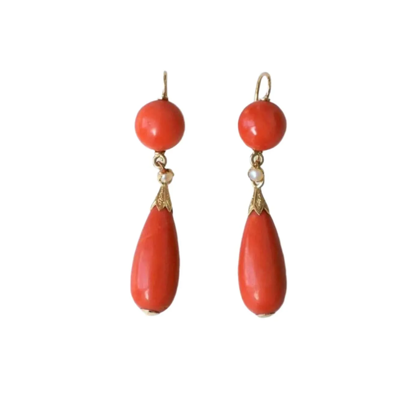 Boucles d'oreille anciennes or jaune, corail sold by 58 Facettes