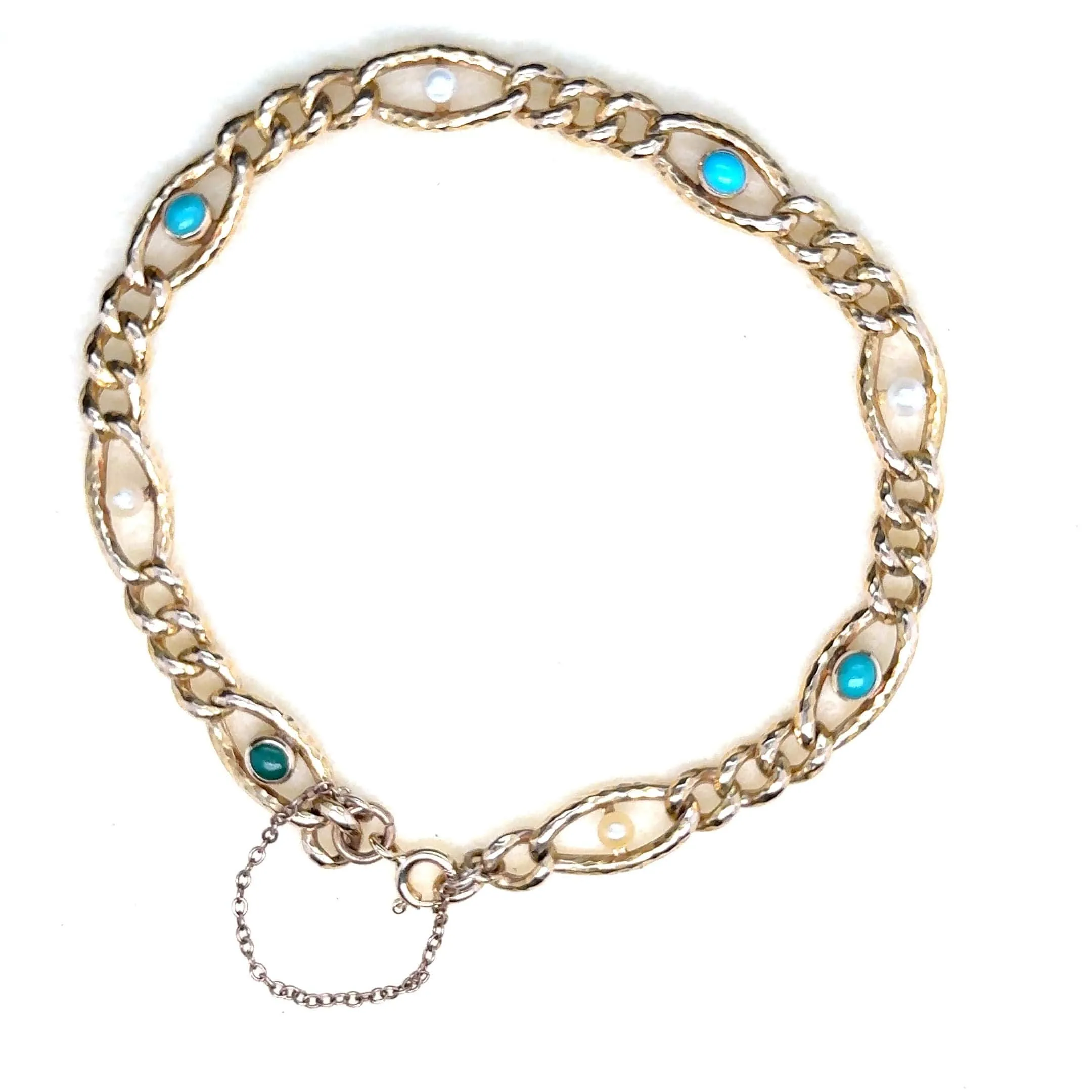 Bracelet or jaune perles turquoises sold by 58 Facettes