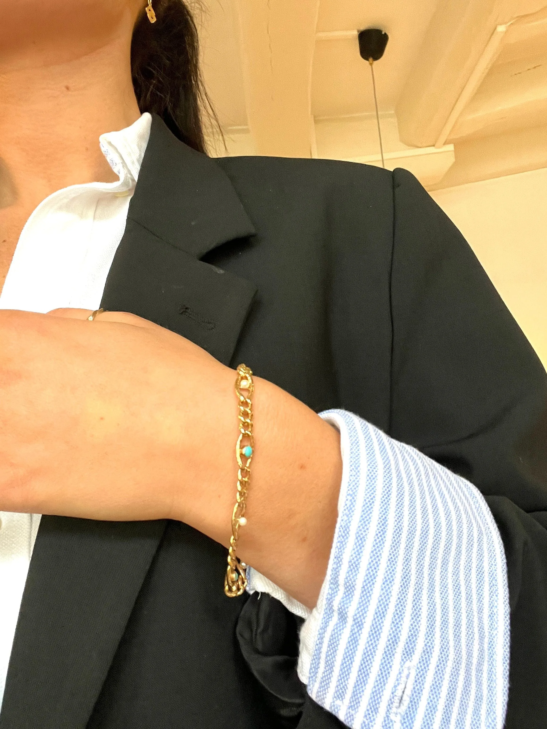 Bracelet or jaune perles turquoises sold by 58 Facettes product image thumbnail 2