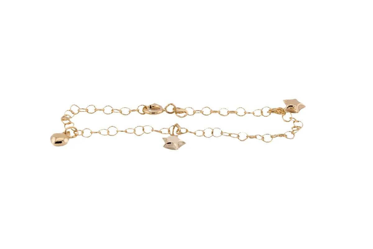 Bracelet en or jaune avec étoiles et coeurs sold by 58 Facettes
