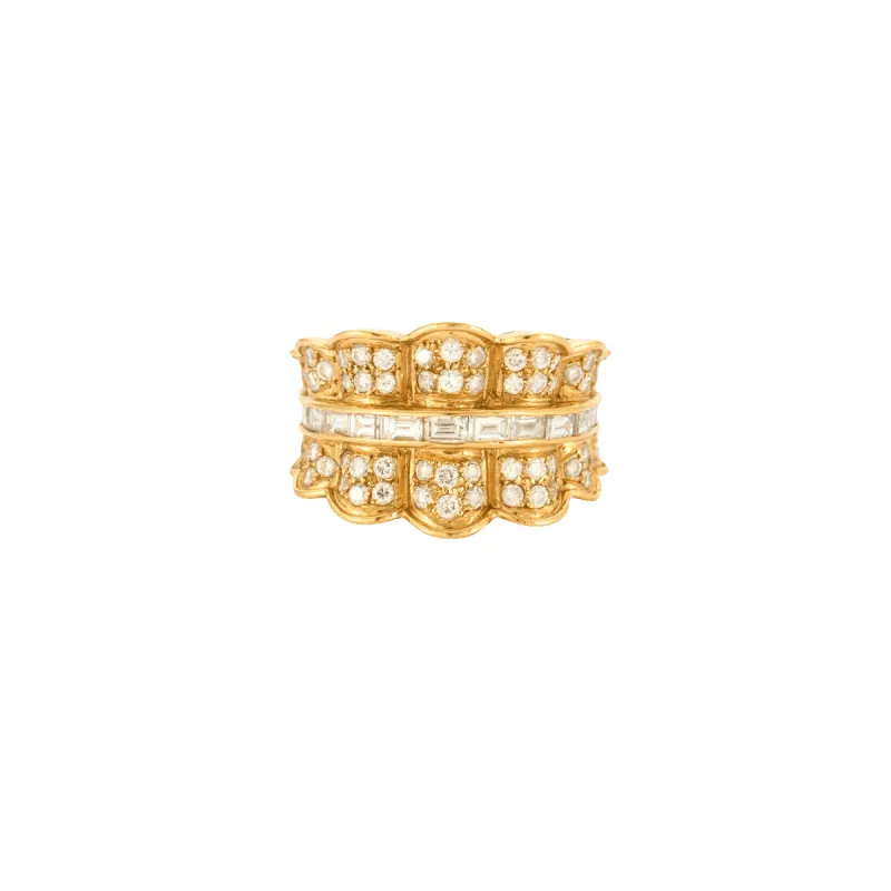 Bague or jaune pavage diamants sold by 58 Facettes