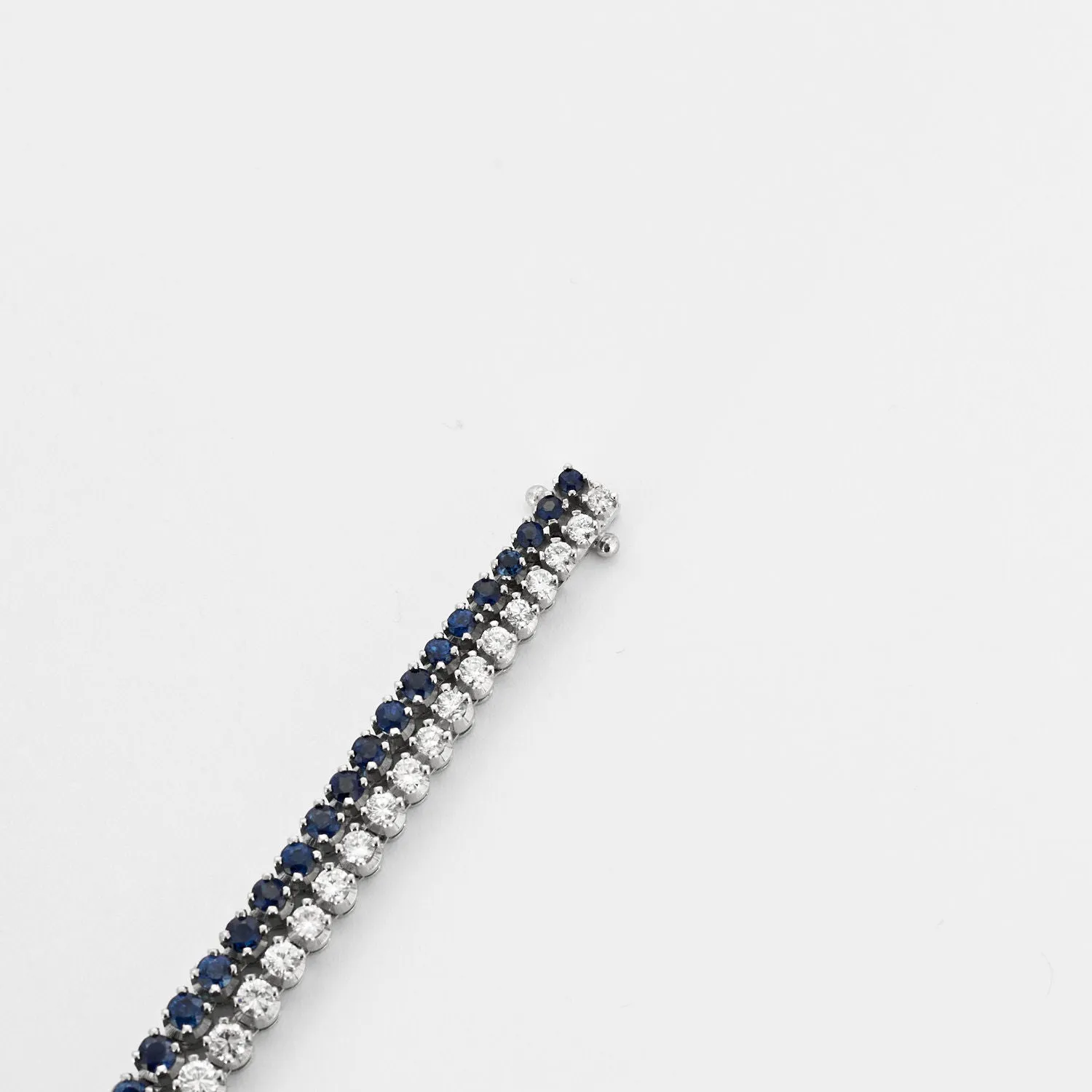 Bracelet tennis double, or blanc, diamants et saphirs sold by 58 Facettes product image thumbnail 5