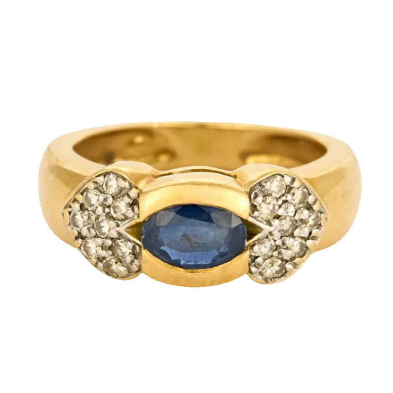 Bague bandeau or jaune, saphir et diamants sold by 58 Facettes