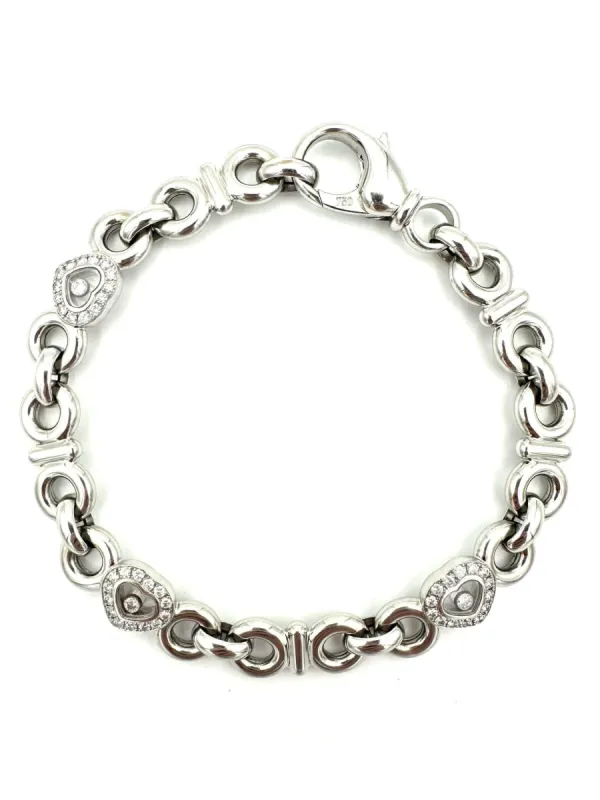 CHOPARD. Collection "Happy Diamonds", bracelet or blanc et diamants sold by 58 Facettes
