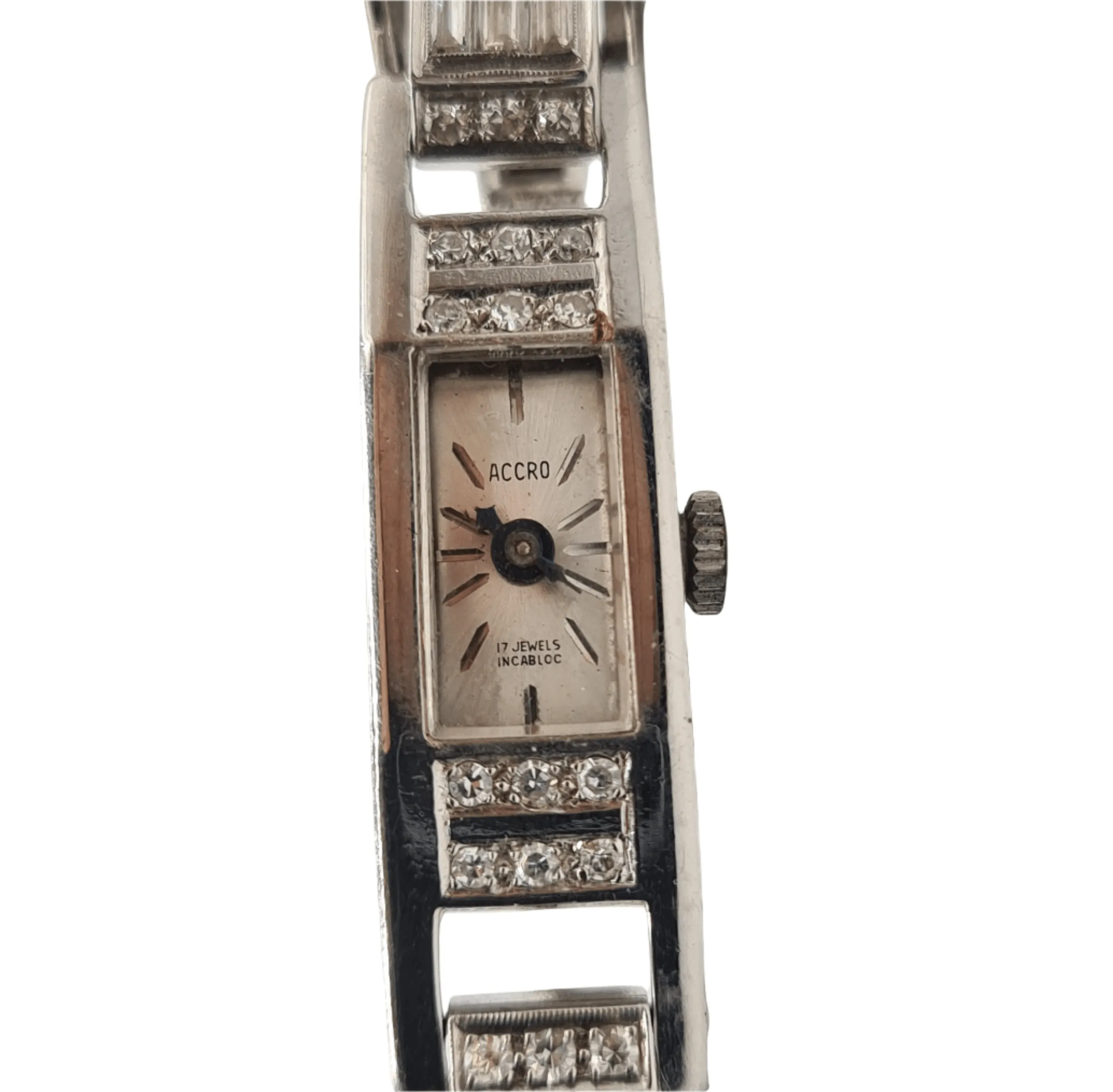 Montre en platine sertie de diamants anciens et diamants baguettes sold by 58 Facettes