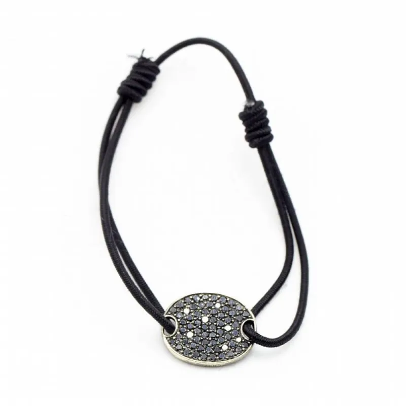 Bracelet élastique SUAREZ en or et diamants noirs made by 58 Facettes