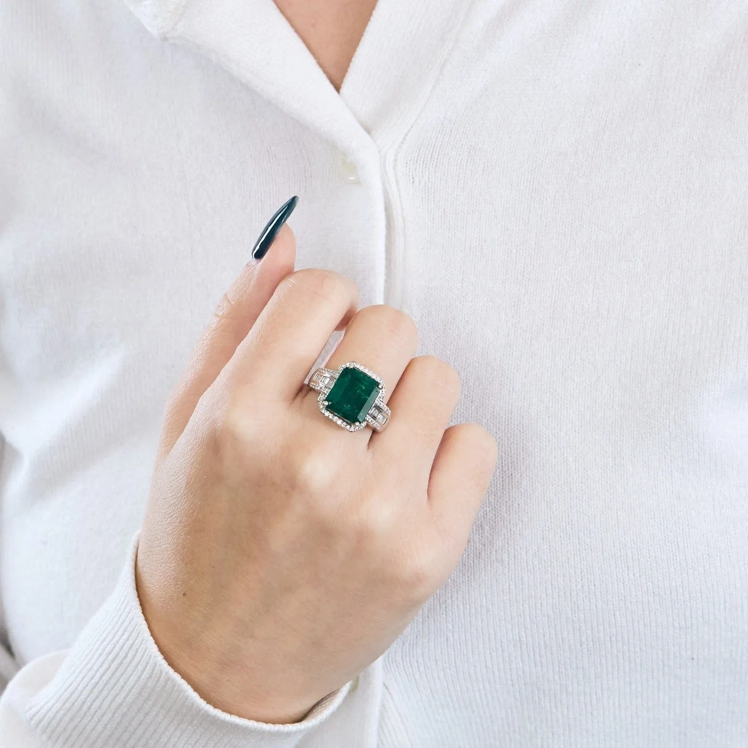 Bague or gris et émeraude Colombienne sold by 58 Facettes product image thumbnail 2