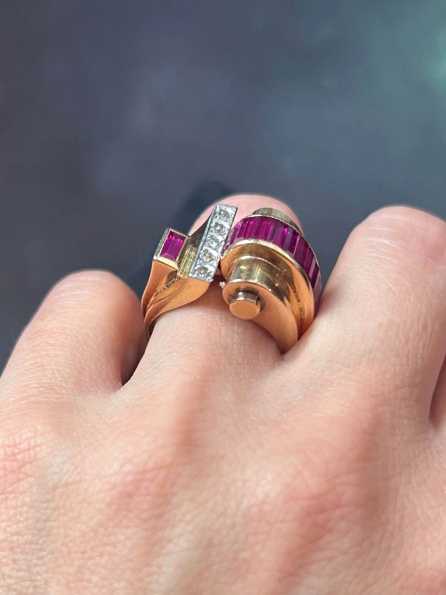 Bague Tank or jaune rubis diamants sold by 58 Facettes product image thumbnail 4