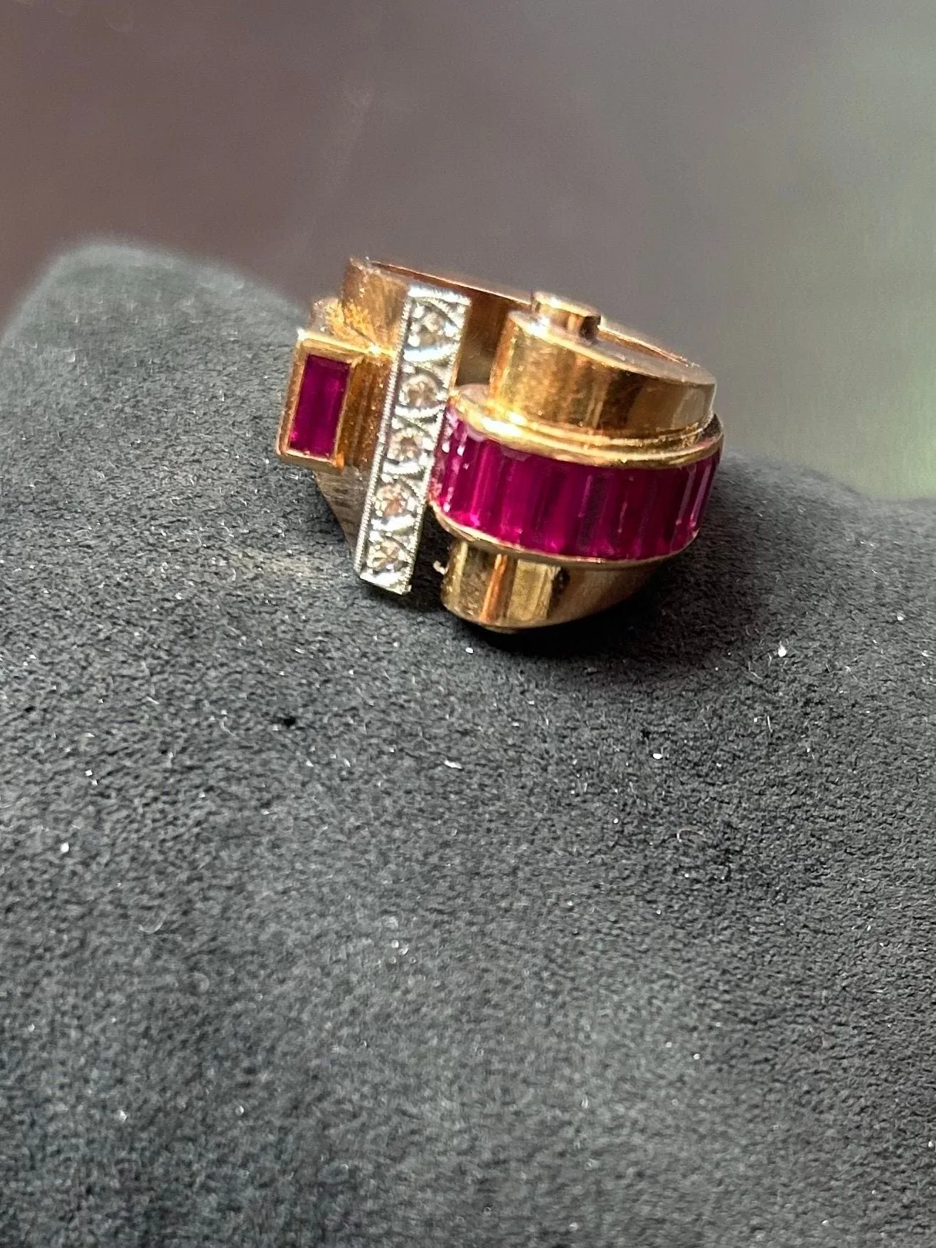 Bague Tank or jaune rubis diamants sold by 58 Facettes product image thumbnail 2