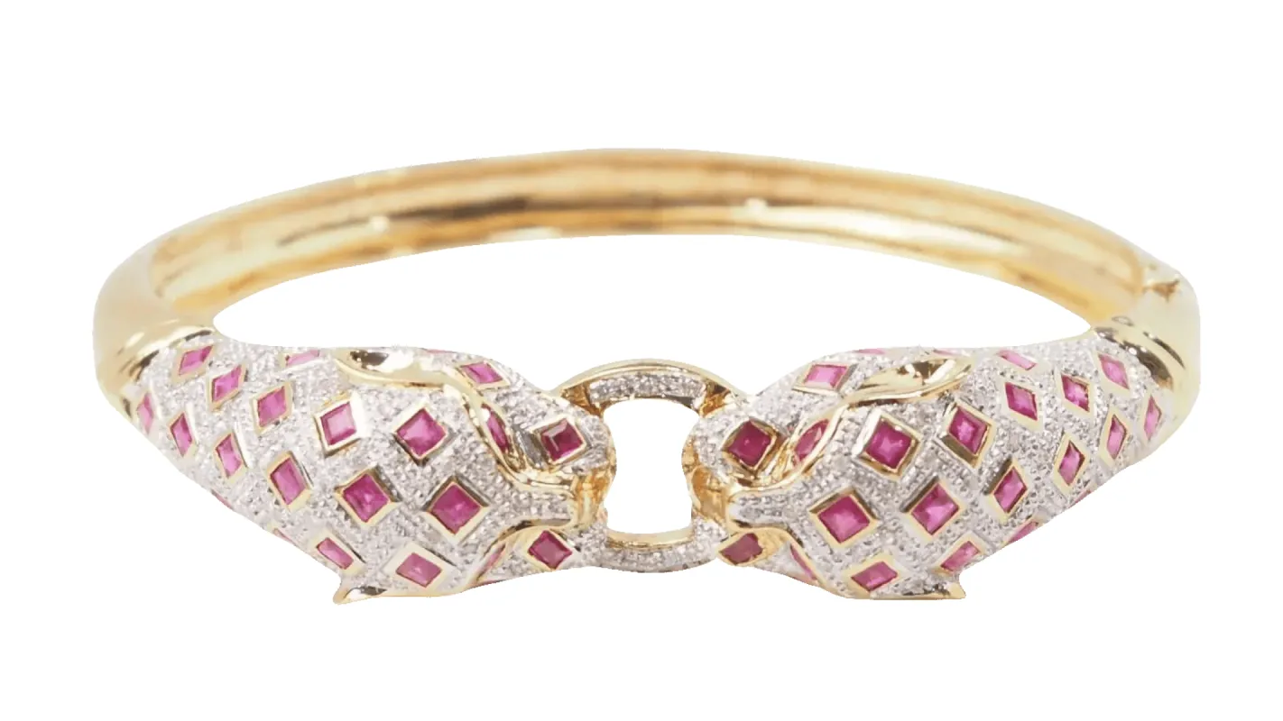 Bracelet Panthère en or jaune, rubis et diamants sold by 58 Facettes