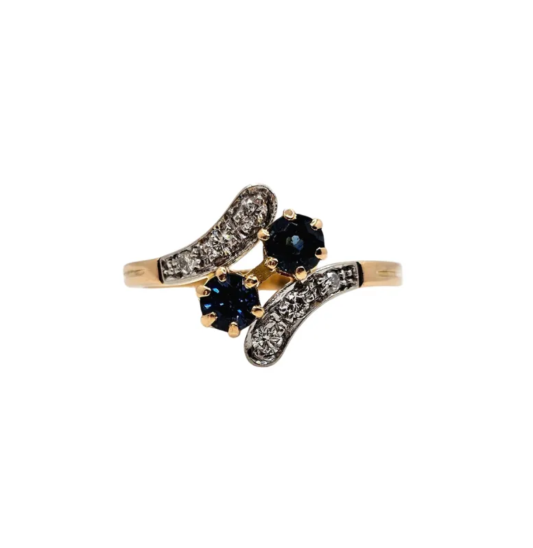 Bague Toi et Moi Saphirs Diamants sold by 58 Facettes