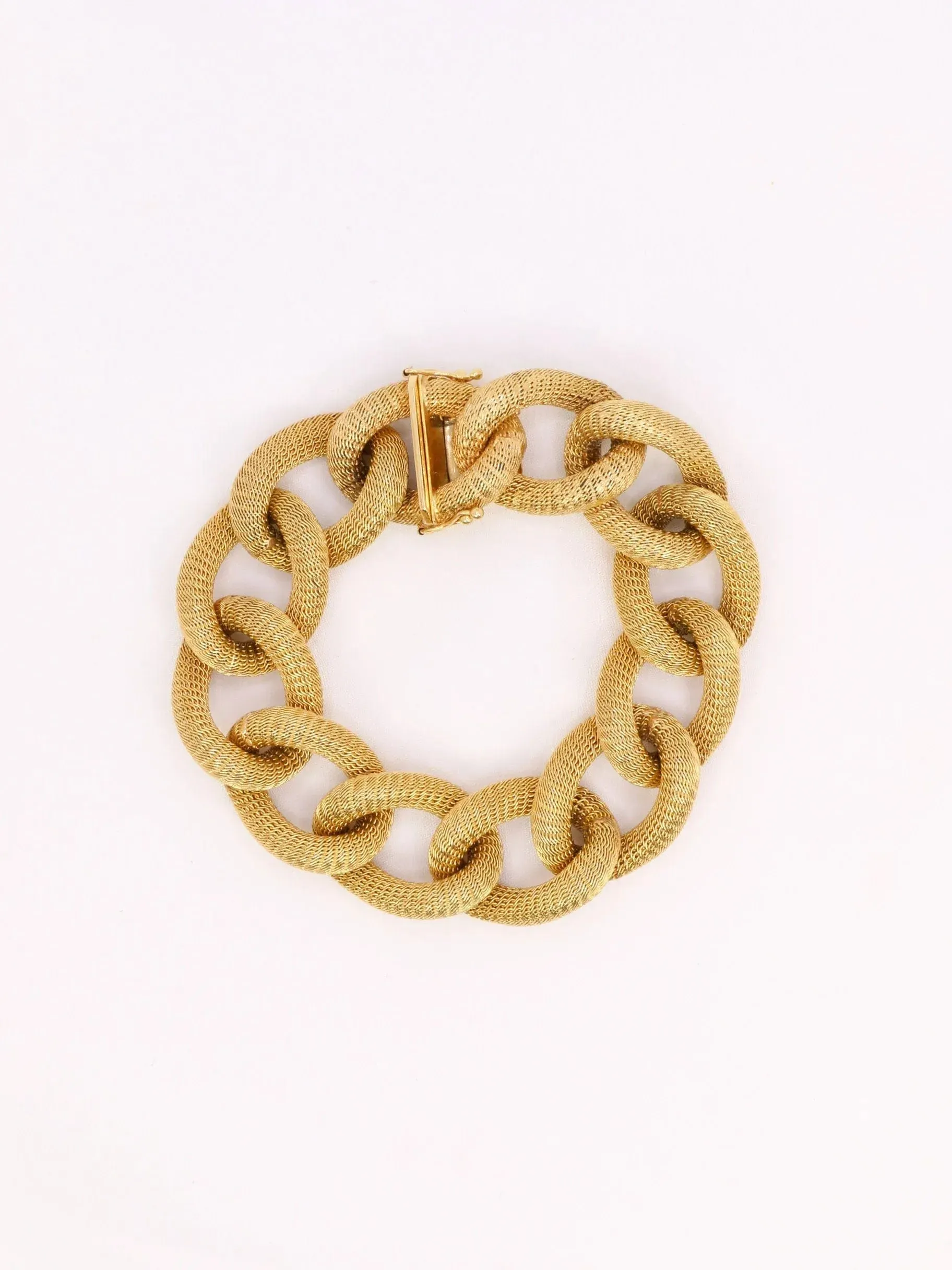 Bracelet or jaune maillons texturés ovales sold by 58 Facettes product image thumbnail 2