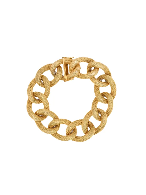 Bracelet or jaune maillons texturés ovales sold by 58 Facettes