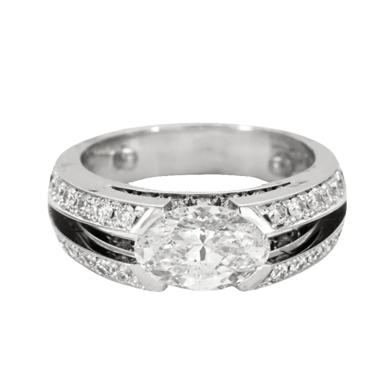 Bague bandeau or gris et diamants sold by 58 Facettes