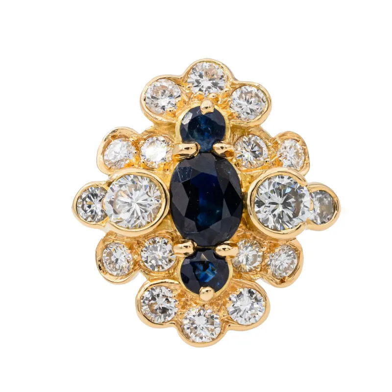 Bague Marquise Or jaune Saphir sold by 58 Facettes
