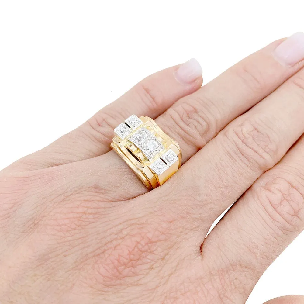 Bague "Tank" or rose, platine, diamants. sold by 58 Facettes product image thumbnail 2