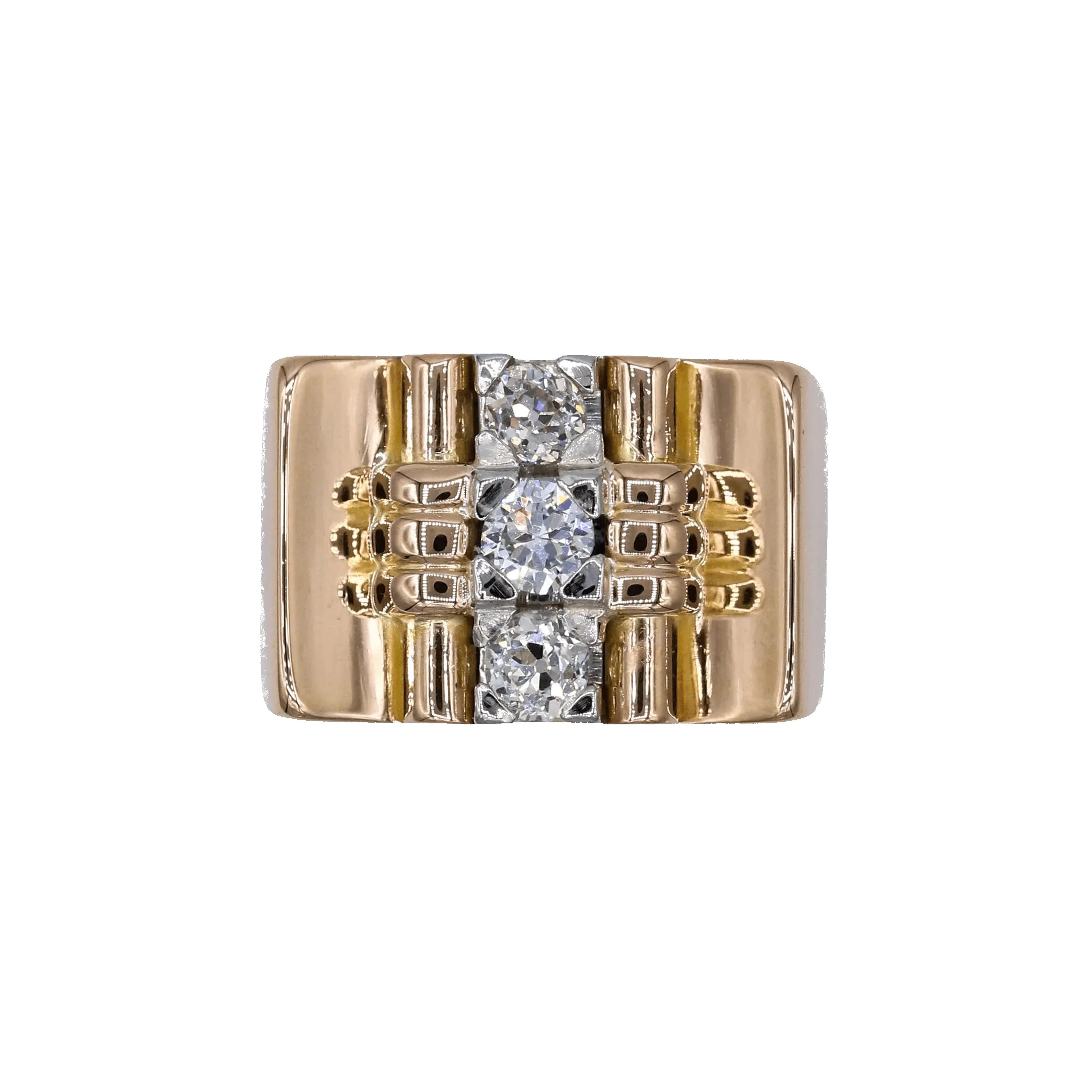 Bague Tank or rose diamants sold by 58 Facettes