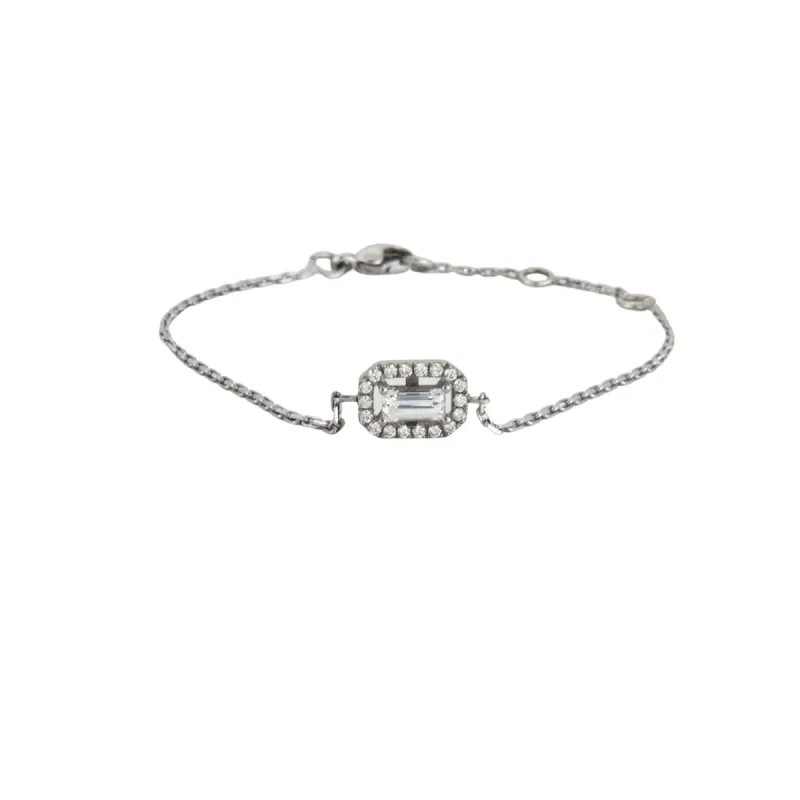 Bracelet or blanc pierre centrale et diamants sold by 58 Facettes