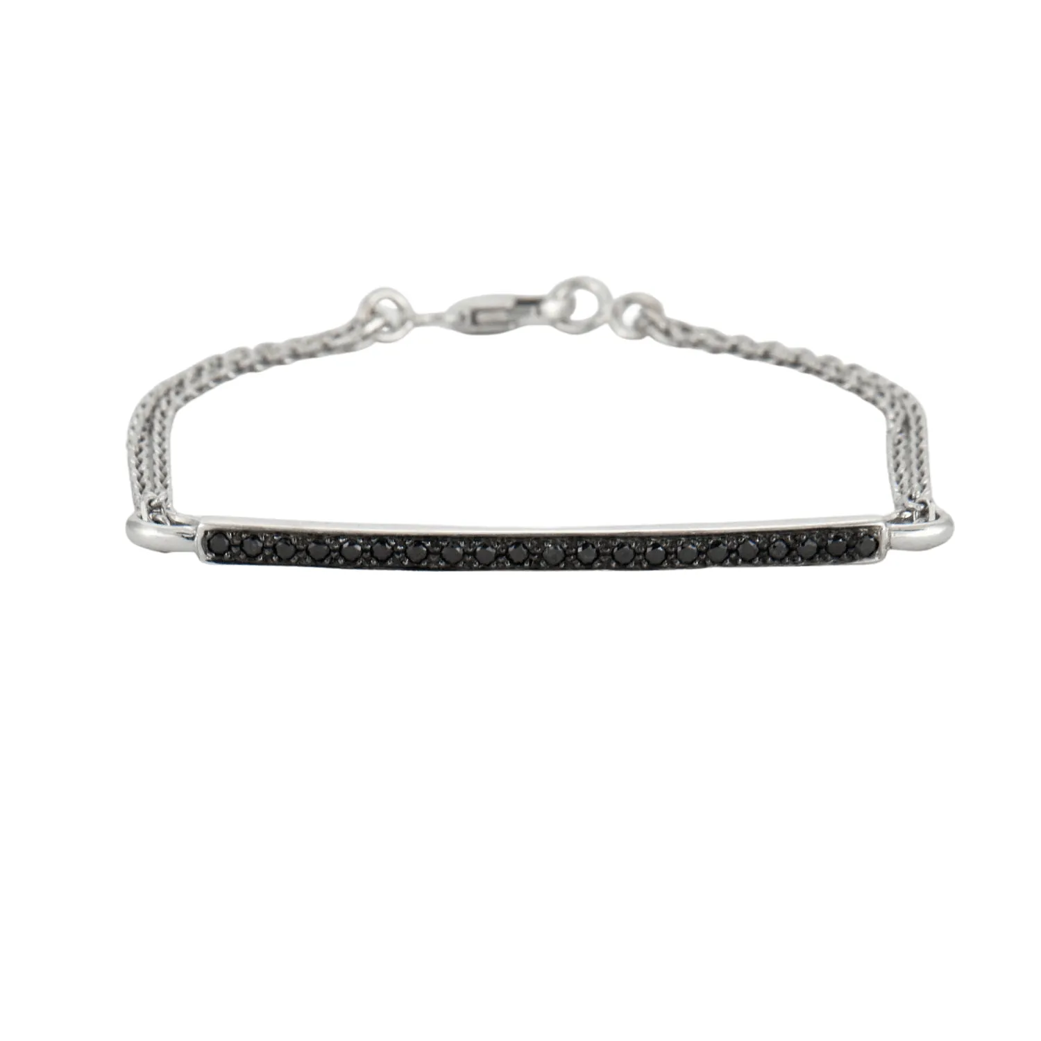 Bracelet or blanc barrette de diamants noirs sold by 58 Facettes