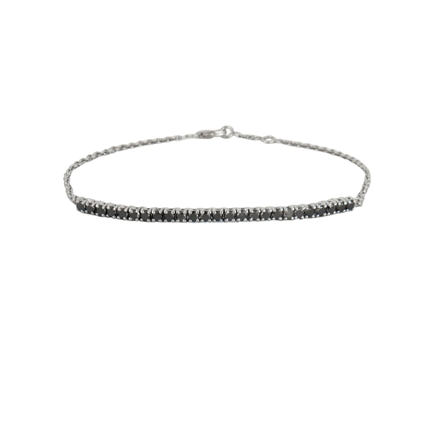 Bracelet or blanc barrette diamants noirs sold by 58 Facettes