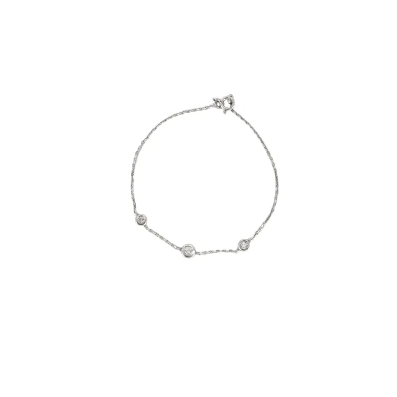 Bracelet or blanc 3 diamants sold by 58 Facettes