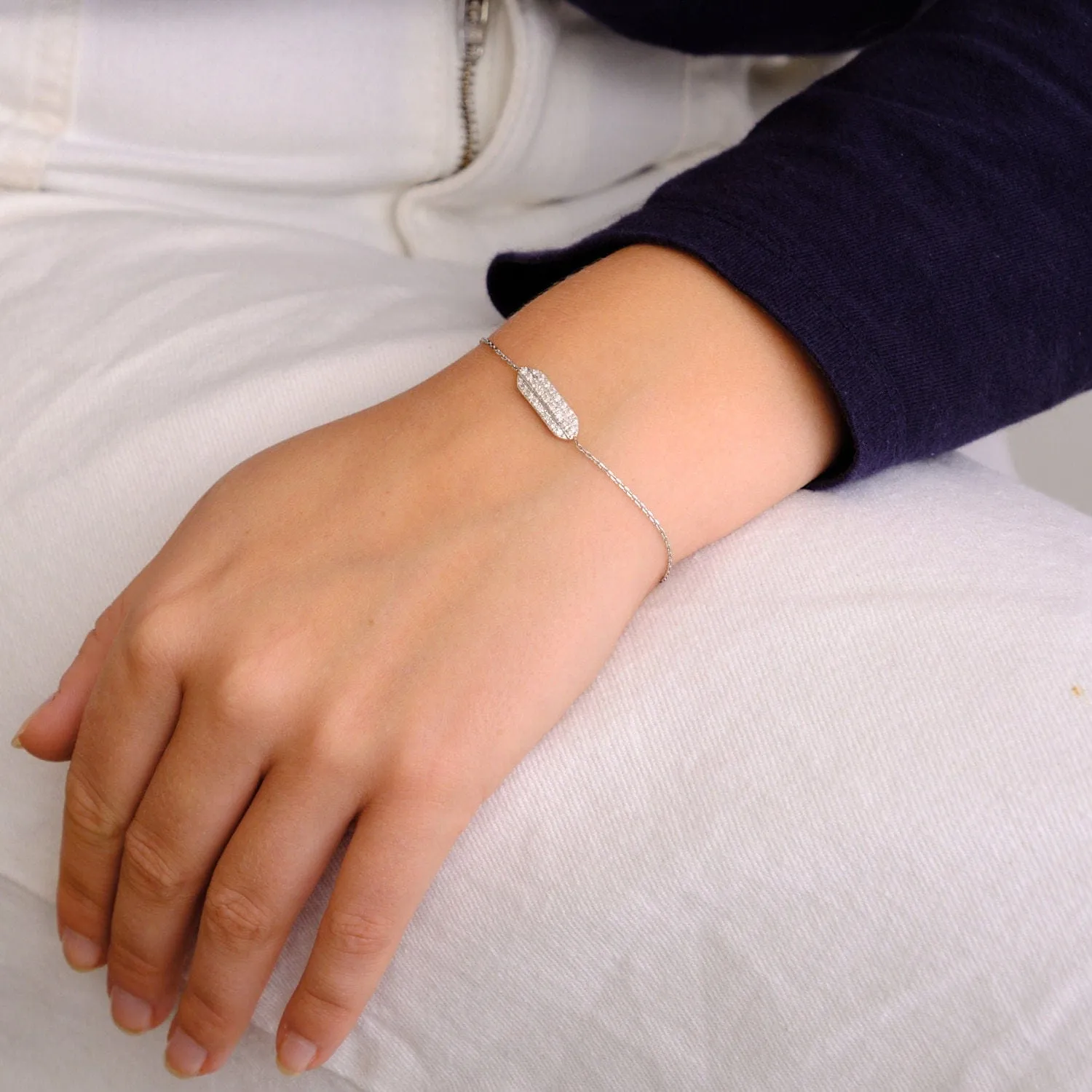 Bracelet barrette or blanc Diamants sold by 58 Facettes product image thumbnail 2