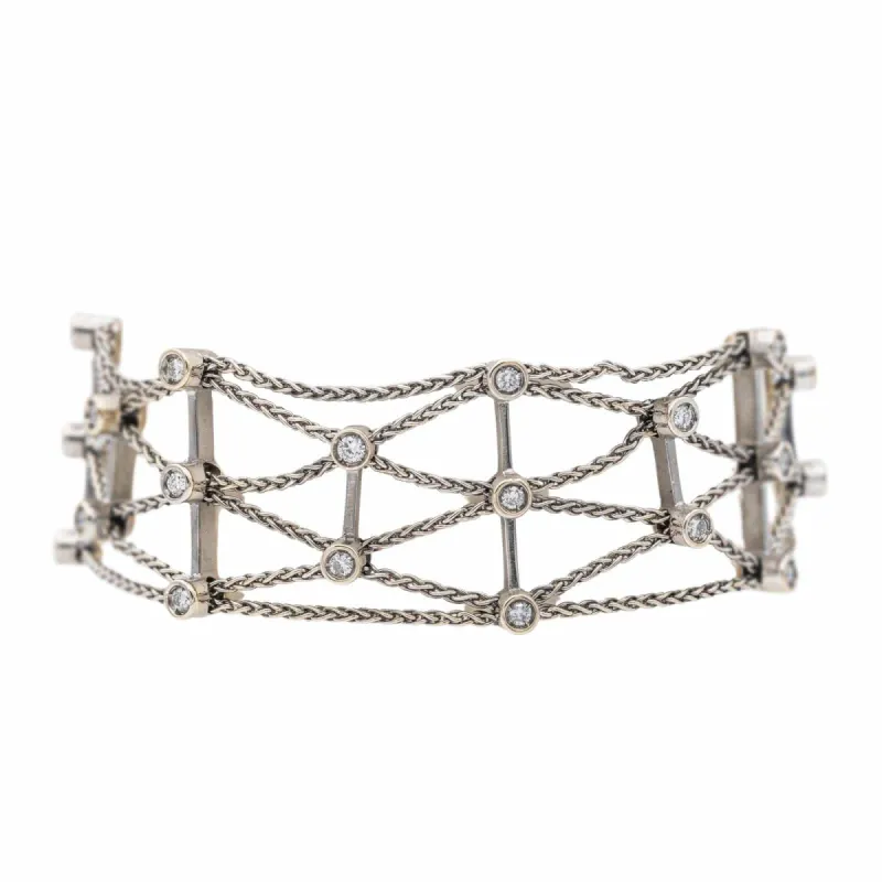 Bracelet Manchette Or blanc Diamant sold by 58 Facettes