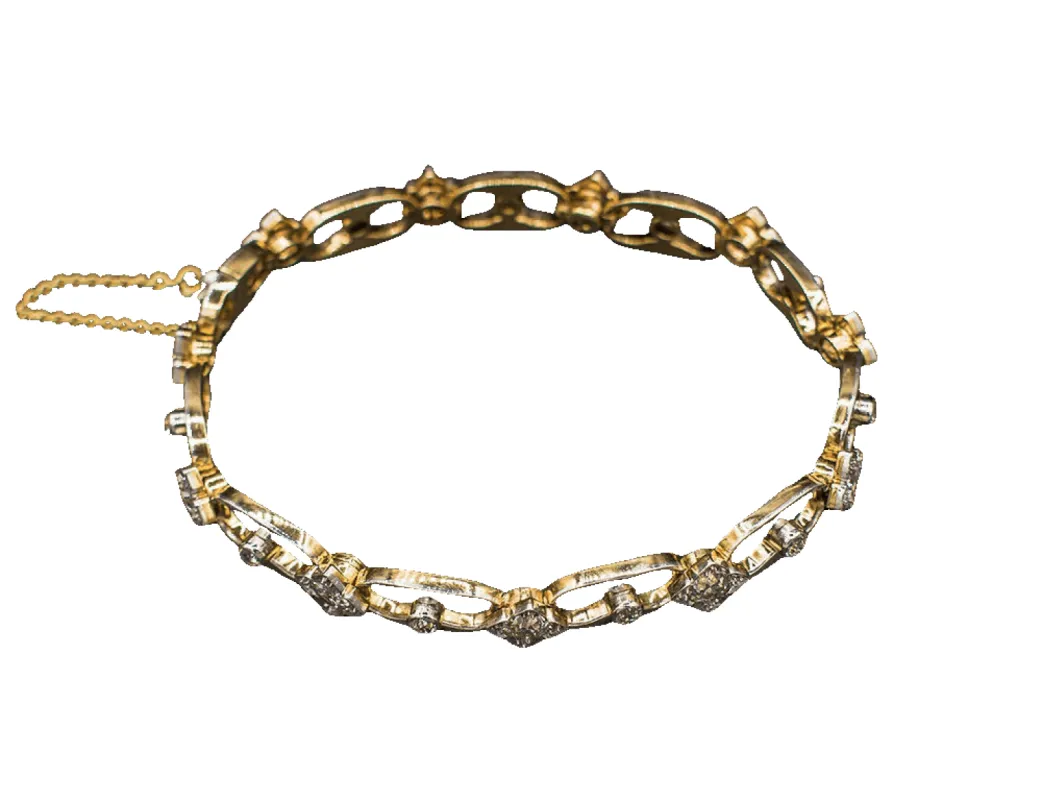 Bracelet 1950 or jaune, platine, diamants sold by 58 Facettes